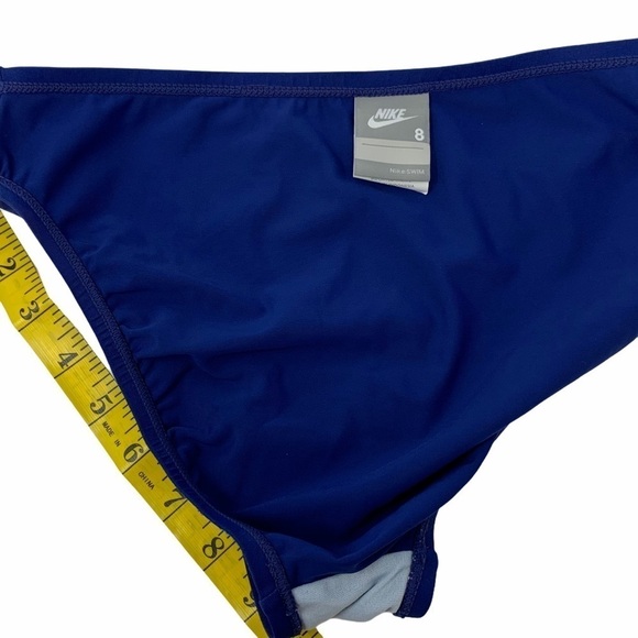 Nike Swim Cobalt Blue Mid Rise Hipster Sport Bikini Bottoms Swish Logo Size 8 - Picture 6 of 11